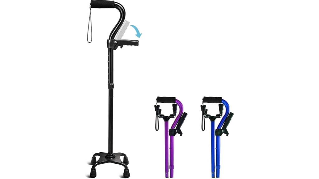 adjustable cane with four prong base