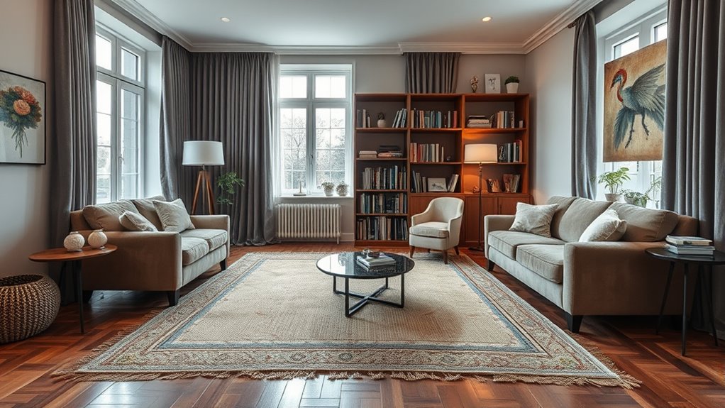 arrange furniture to dampen sound