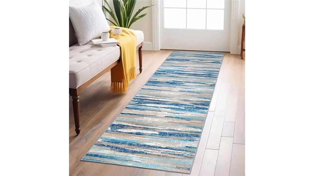 blue abstract washable runner