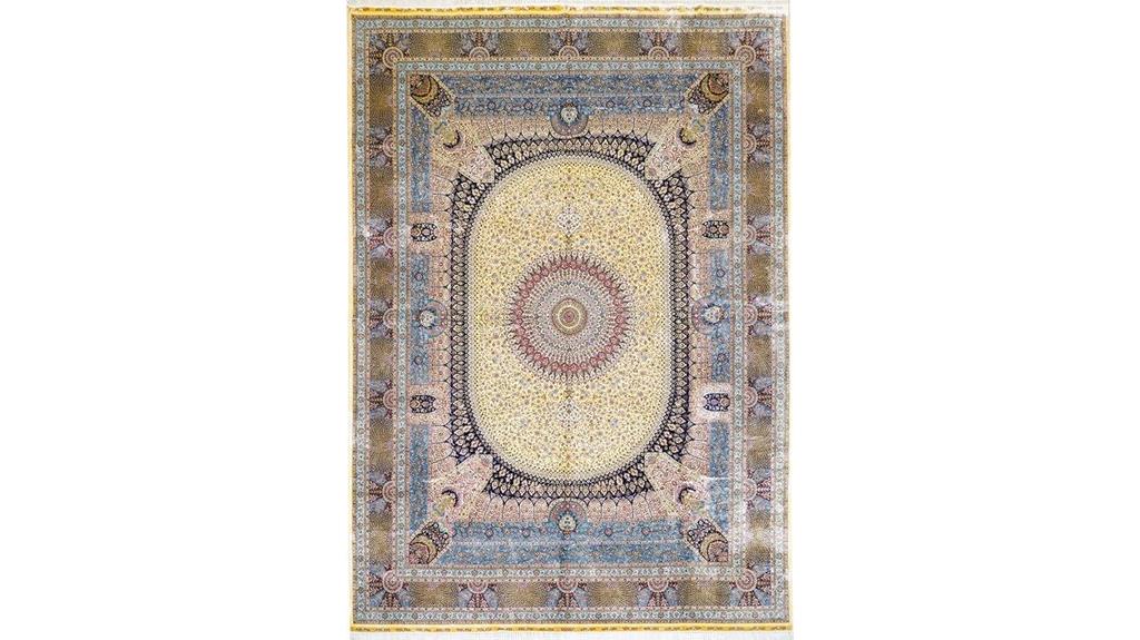 blue handwoven silk rug