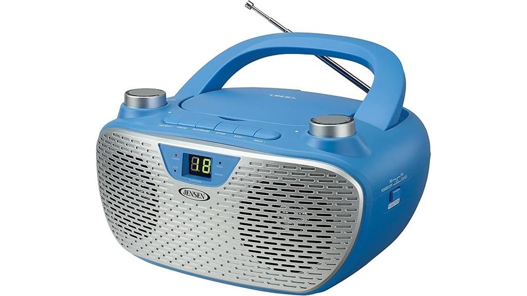 blue portable stereo player