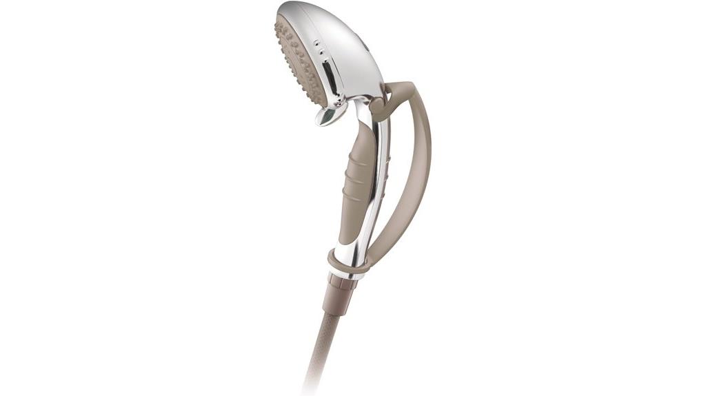 chrome handheld shower with pause