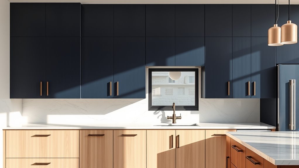 contrasting cabinets with accents
