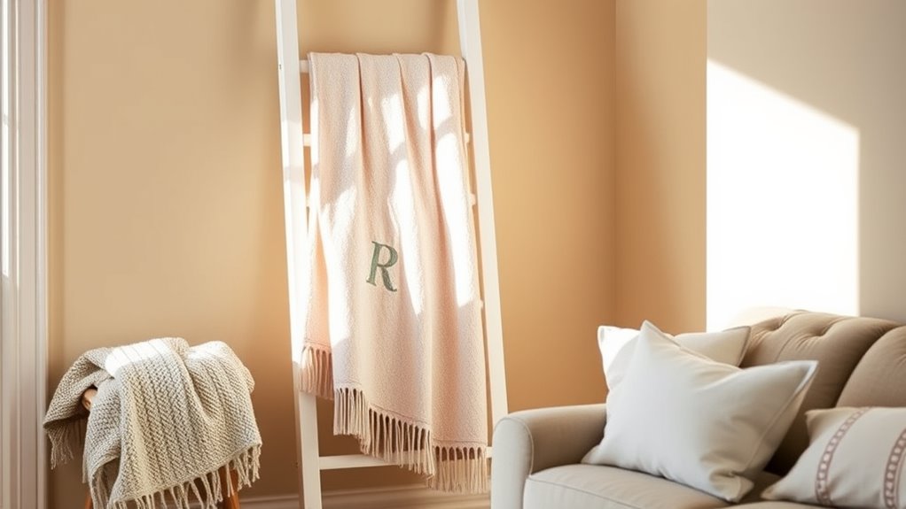 diy monogrammed blanket ladder
