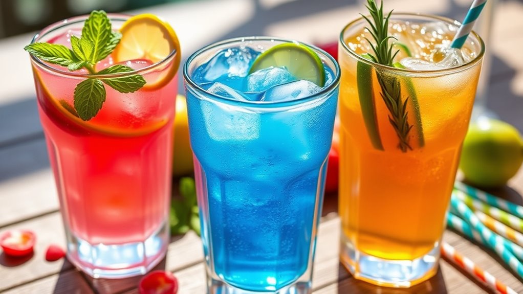 elegant colorful layered drinks