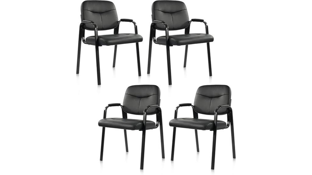 four padded arm waiting chairs