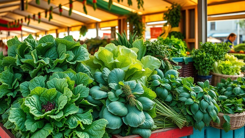fresh greens and herbs
