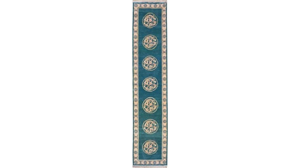 green hand knotted runner