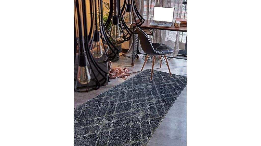 grey trellis hallway rug
