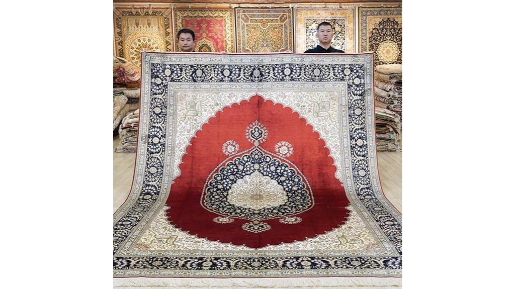 handmade floral silk rug