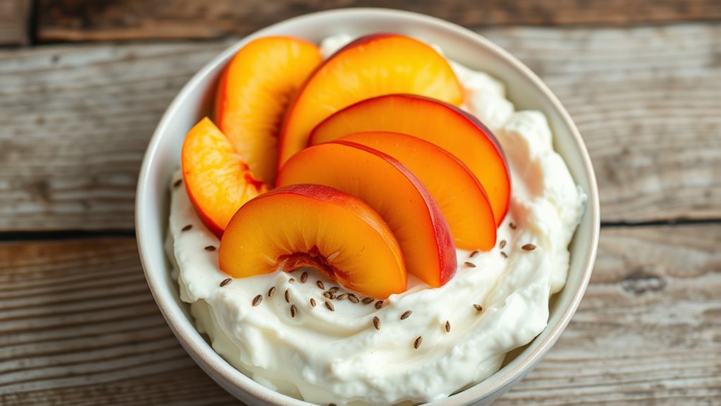 healthy breakfast with peaches