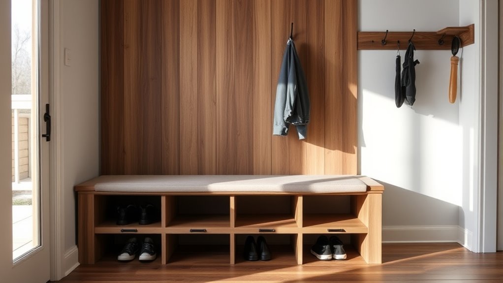 hidden storage mudroom bench