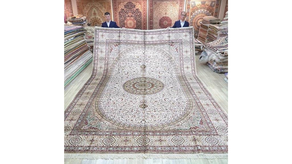 large light colored silk rug