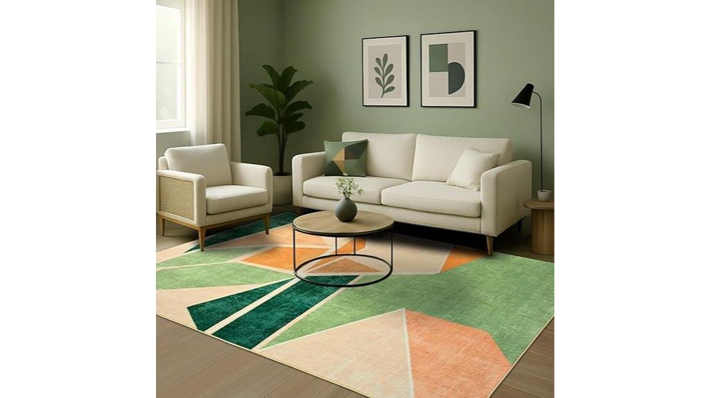 modern green geometric rug