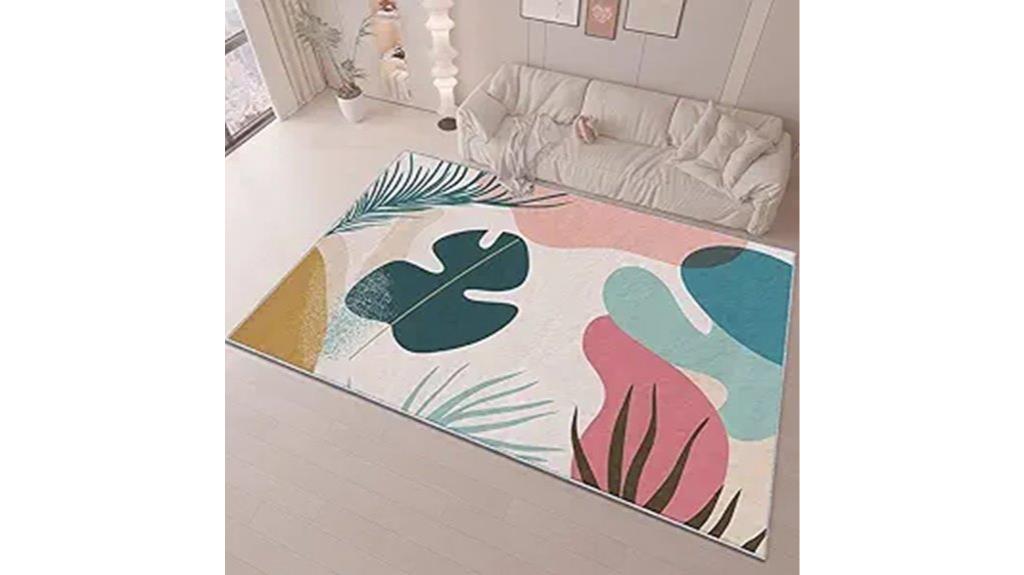 modern washable plant rug