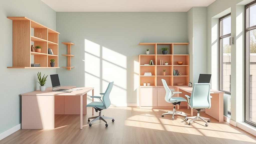 pastel wood office designs