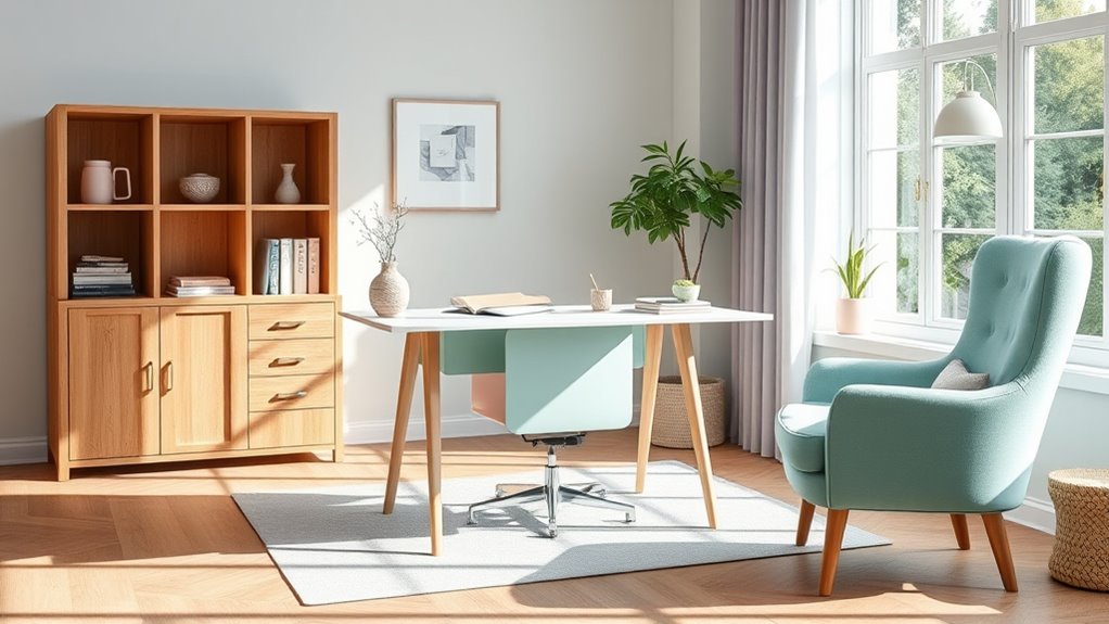 pastels and wood tones