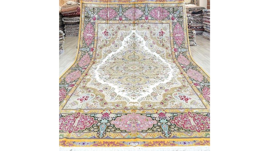pink handwoven silk rug