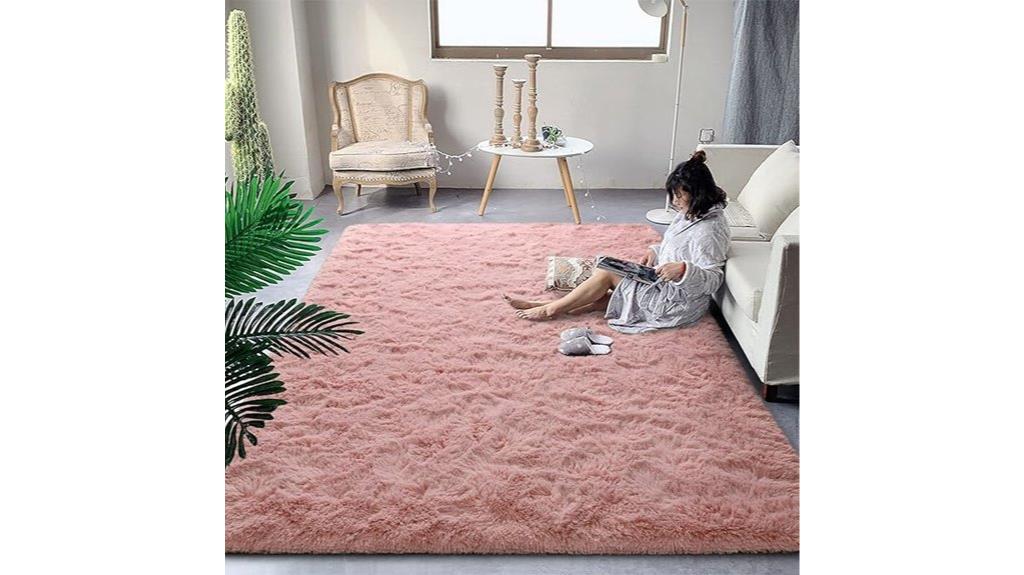 pink shaggy bedroom rug