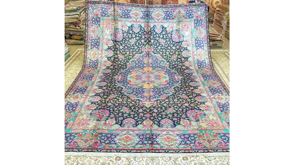 purple handmade floral rug