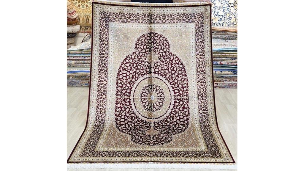 red handwoven silk rug