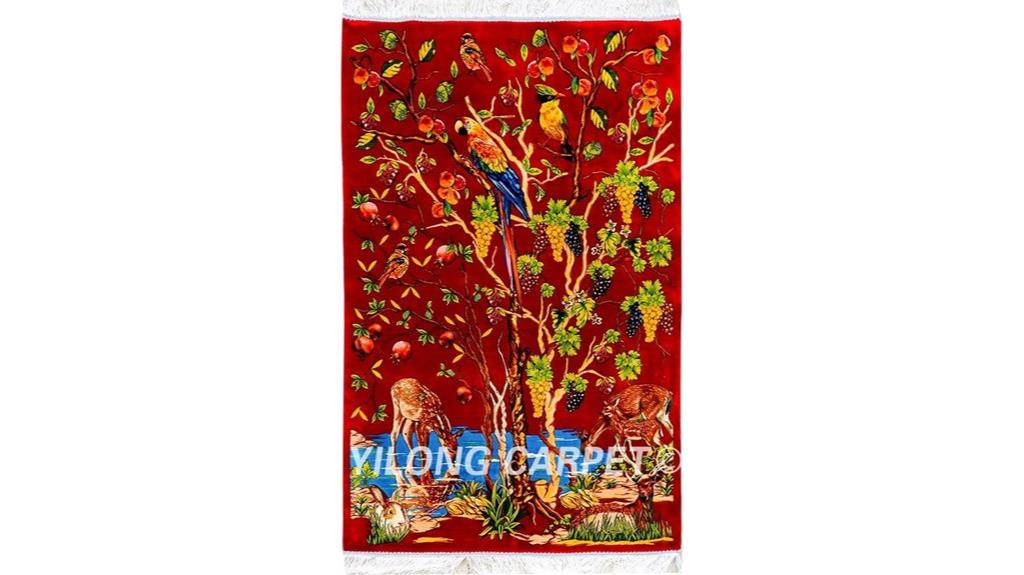 red silk tree rug