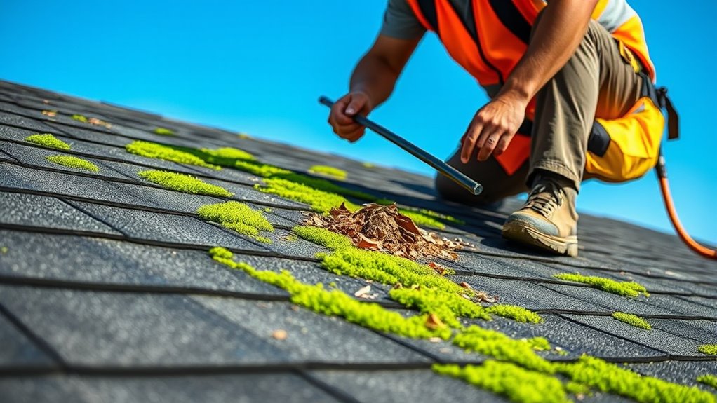remove moss and debris