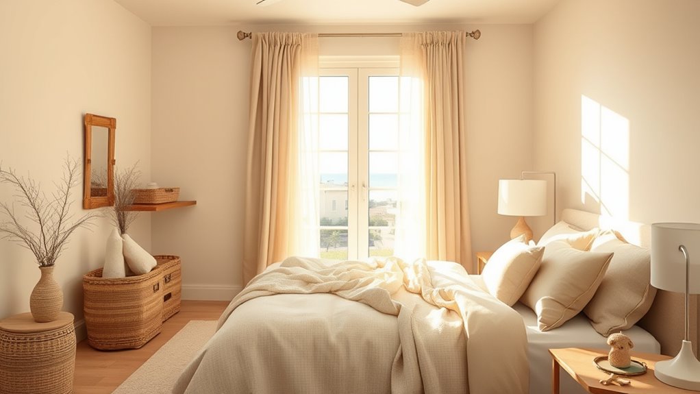 sandy tones create coastal warmth