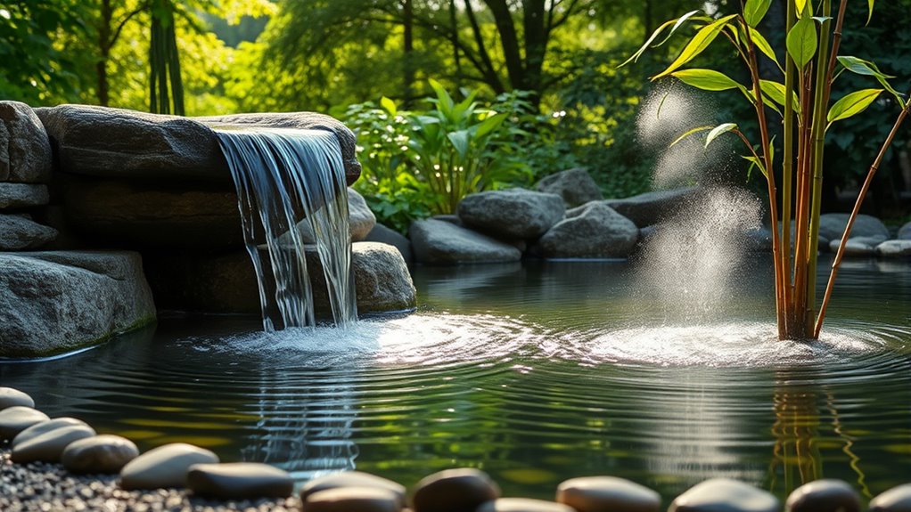serene water garden features