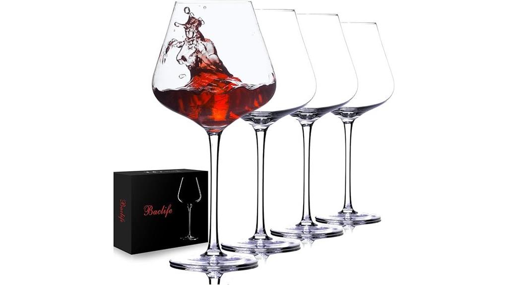 set of four hand blown wine glasses
