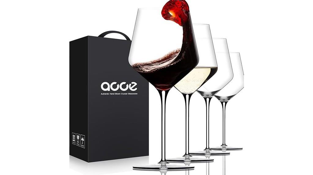 set of four red wine glasses
