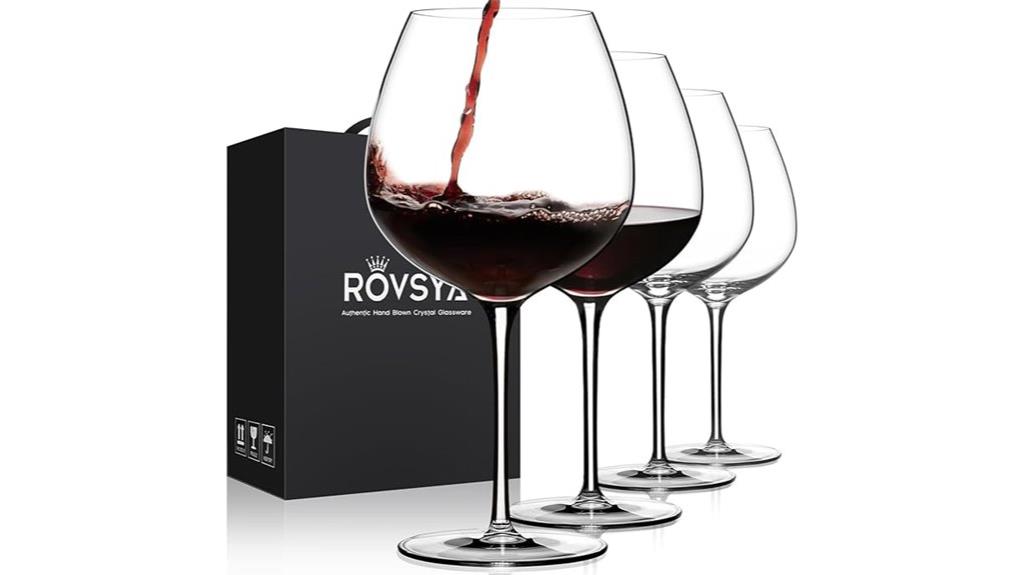 set of four wine glasses