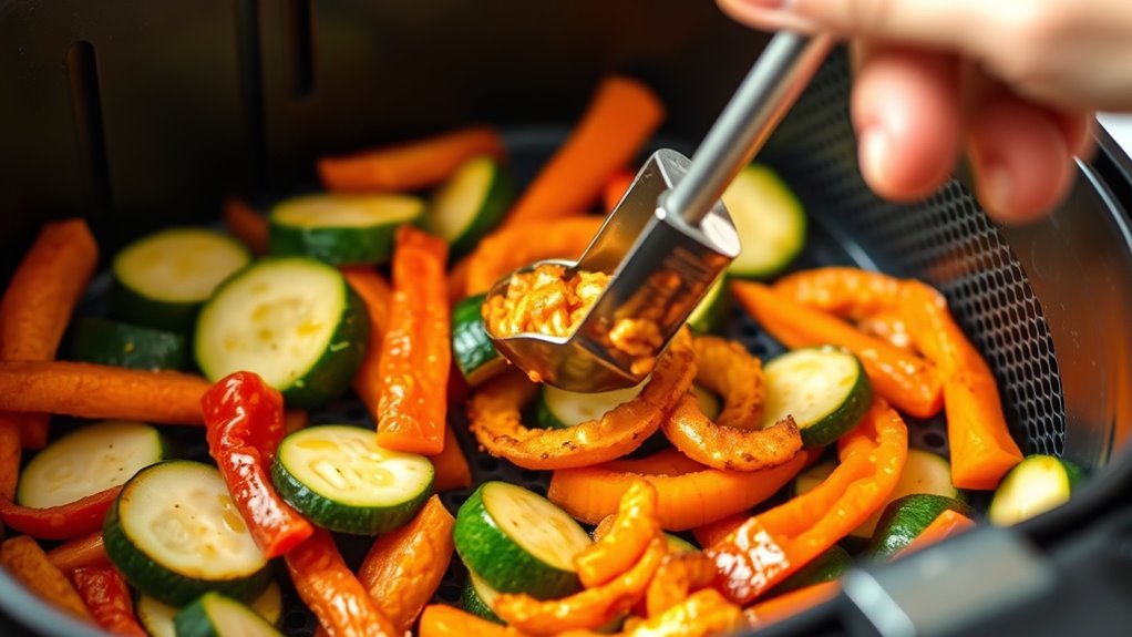 shake veggies regularly during cooking
