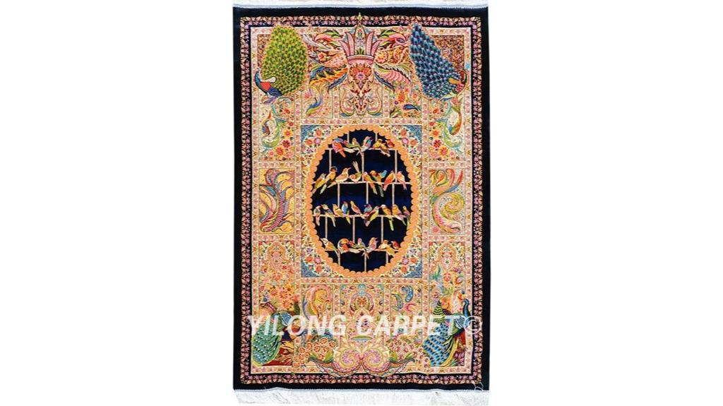silk birds rug artwork
