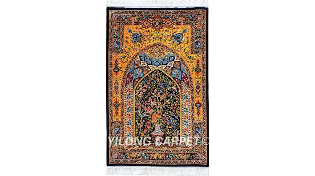 small blue silk prayer rug