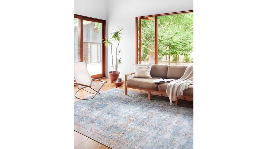 teal multi pattern area rug