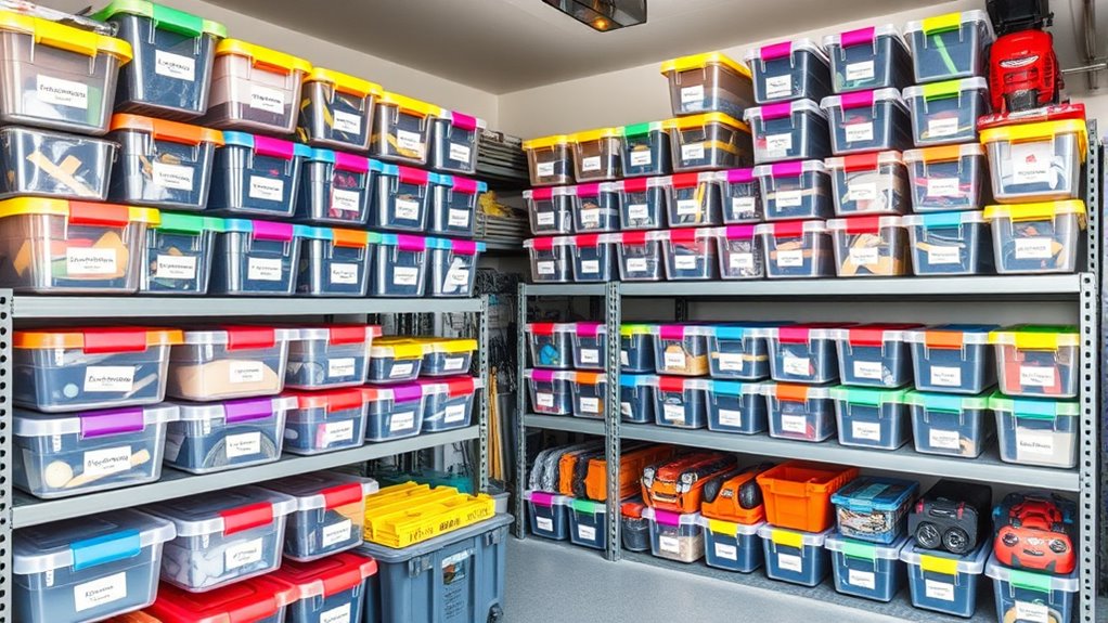 use transparent labeled bins
