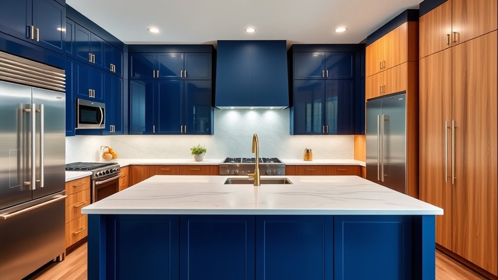 vibrant two tone kitchen accents
