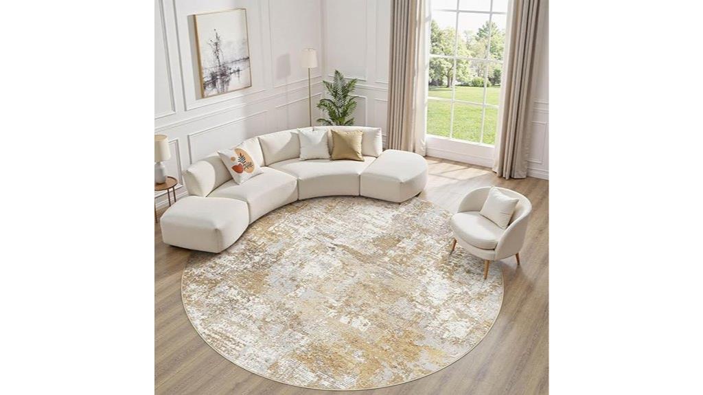 washable round living room rug