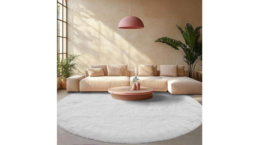 white round shag rug