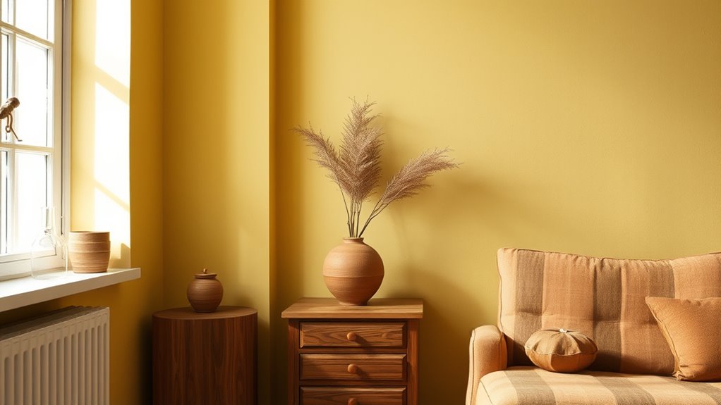 muted yellow and warm wood