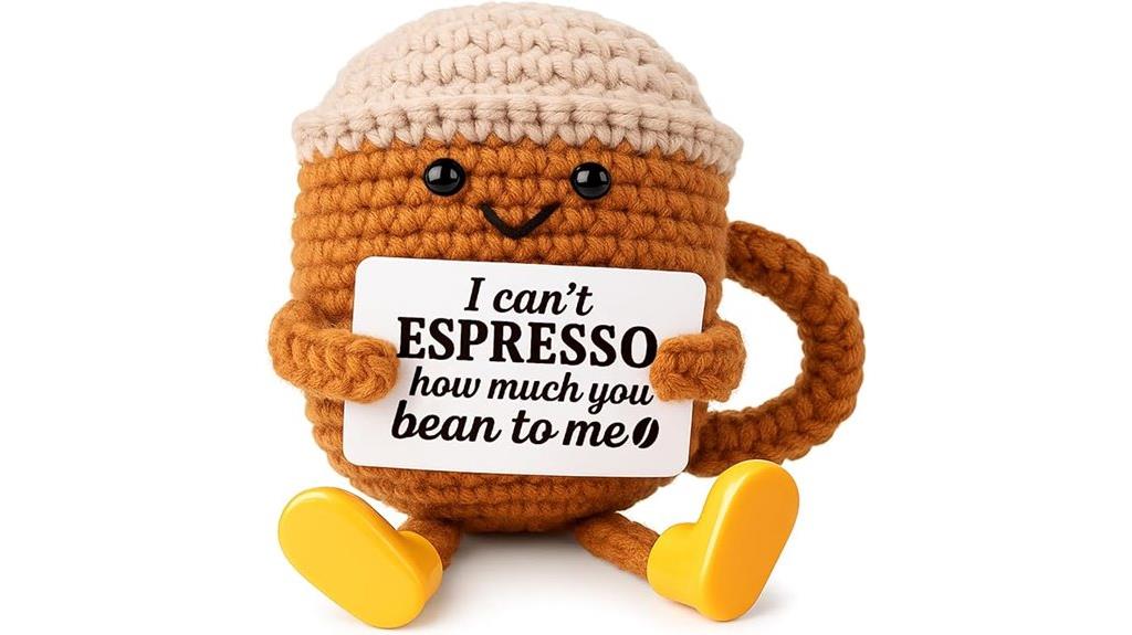 festive crochet coffee decor