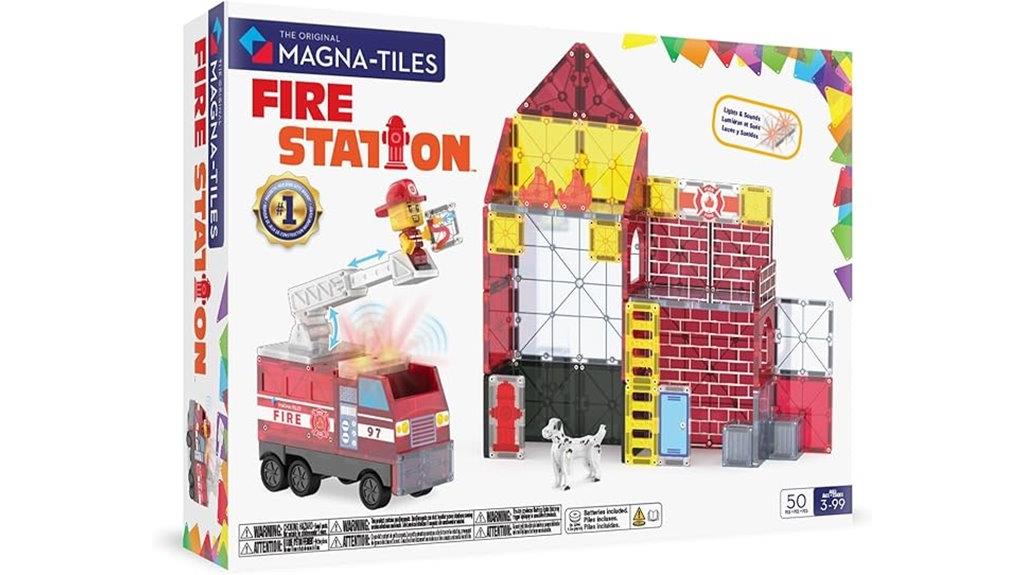 magna tiles fire station set