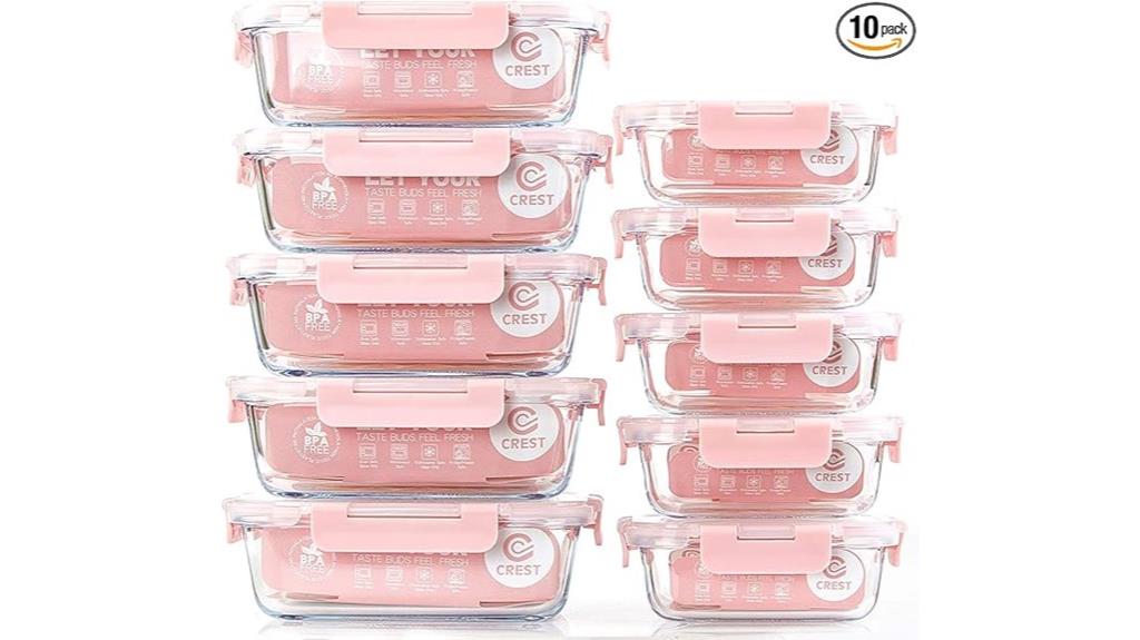 set of ten glass containers