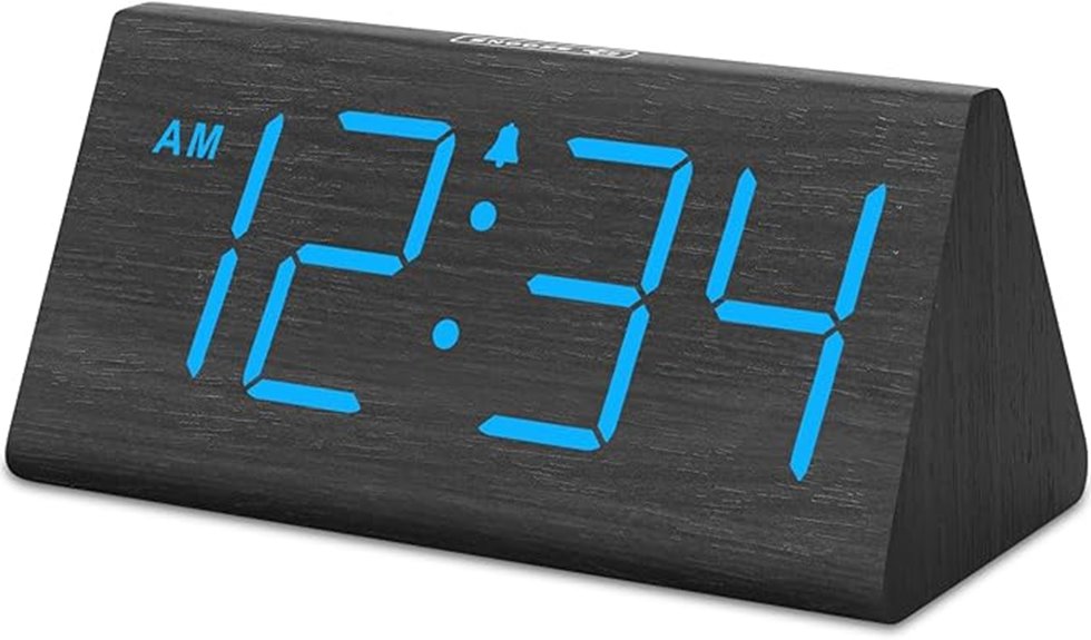 wooden digital bedroom clock