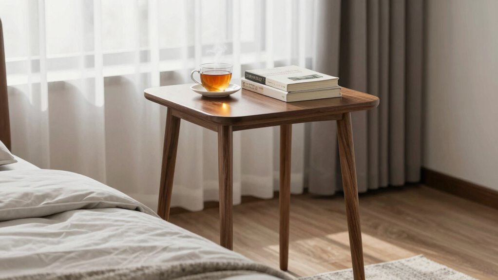 comfortable and organized bedside setup