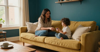 A Bold Color Turned A "Beige Everything" Living Room Into A Family Space
