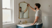 A Son Redid His Parents’ Powder Room In Blue And Gold — For Just $323