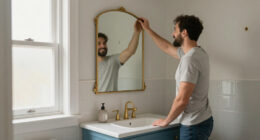 A Son Redid His Parents’ Powder Room In Blue And Gold — For Just $323