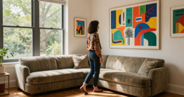 A Hockney Collage Inspired This Art-Filled Central Park Home, Where A Serpentine Sofa Bows To The View
